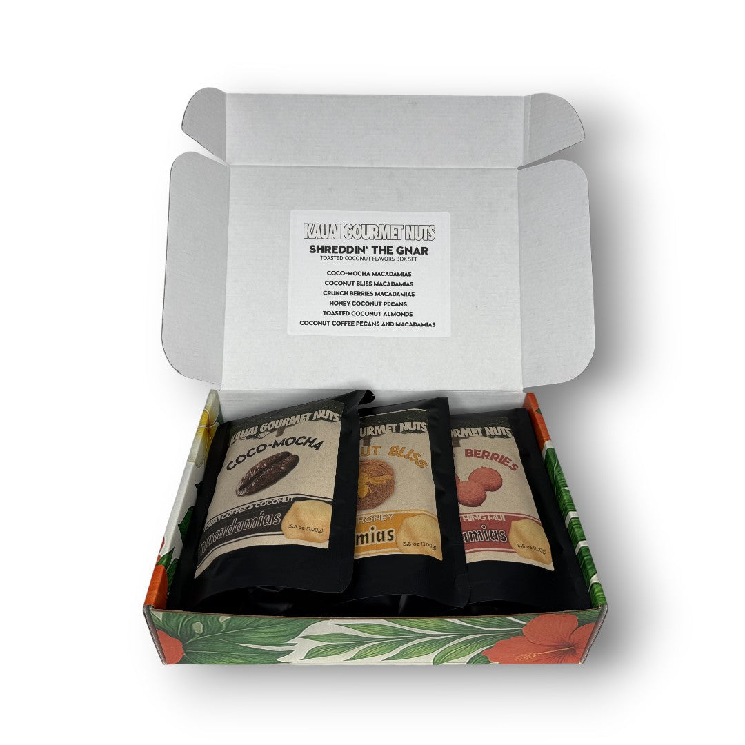 SHREDDIN' THE GNAR BOX SET - Coconut Flavors – Kauaigourmetnuts.com