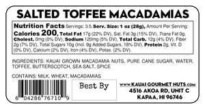 Salted Toffee Butterscotch Macadamias Ingredients Nutritional Facts