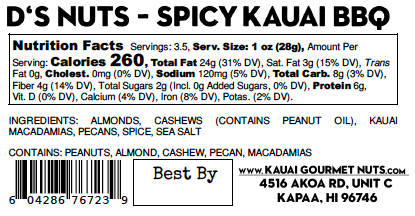 D'S Nuts Spicy BBQ Mixed Nuts 3.5oz – Kauaigourmetnuts.com