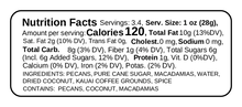 Coconut Coffee Pecans Macadamia Nut Butter Ingredients Nutritional Facts