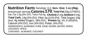 Toasted Coconut Almond Nut Butter Ingredients Nutritional Facts