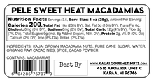 Pele Sweet Heat Cayenne Cacao Chipotle Chili Spicy Chocolate Macadamias Ingredients Nutritional Facts