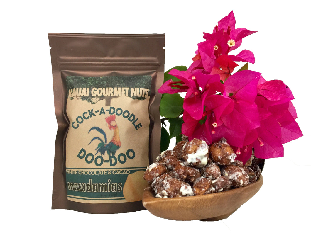 Kauai Gourmet Cock-A-Doodle-Doo-Doo White Chocolate Cacao Macadamia Nuts